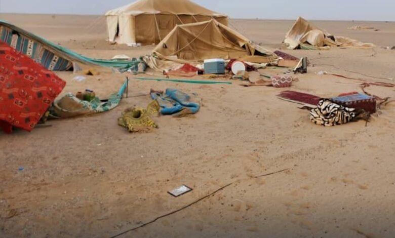 تضرر 1370 أسرة نازحة في الجوف جراء المنخفض الجوي والعواصف
