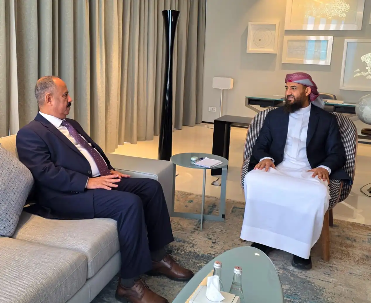 A member of the Presidential Leadership Council met with the Minister of Transport, emphasizing the need to enhance transport sectors and services for citizens.