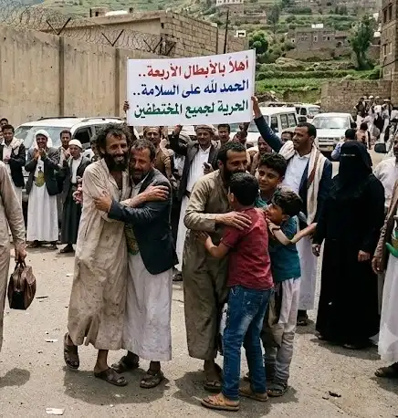 اب: میلیشیا حوثی چهار مختطف را پس از بیش از یک سال آزاد کرد.