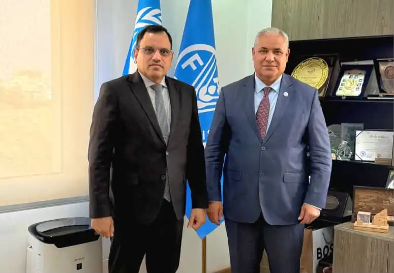 Le ministre Al-Saqtari discute avec la FAO de renforcer le partenariat et de financer des programmes dans les secteurs agricole et halieutique.