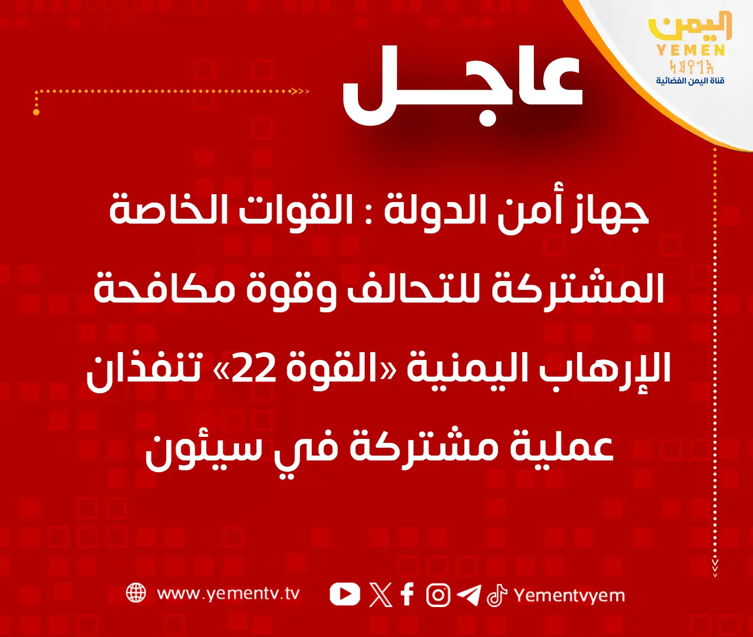 Joint security operation eliminates ISIS spokesperson in Sayun.