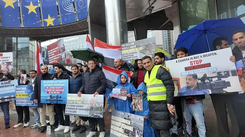 وقفة احتجاجية في بروكسل تطالب بإنهاء حصار تعز